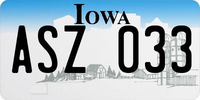 IA license plate ASZ033