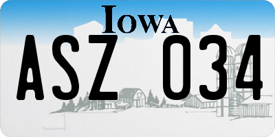 IA license plate ASZ034