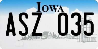 IA license plate ASZ035