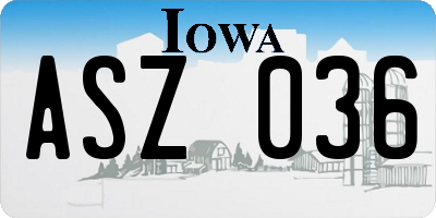 IA license plate ASZ036