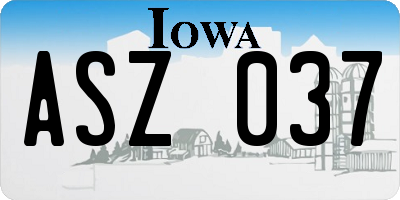 IA license plate ASZ037