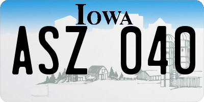 IA license plate ASZ040