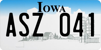 IA license plate ASZ041