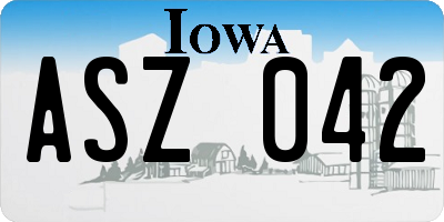 IA license plate ASZ042