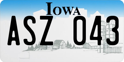 IA license plate ASZ043