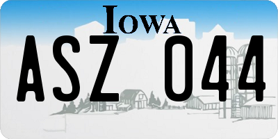 IA license plate ASZ044