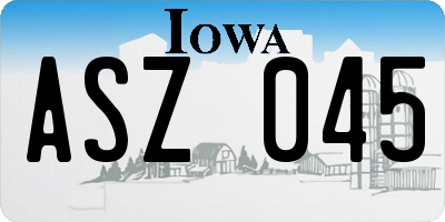 IA license plate ASZ045