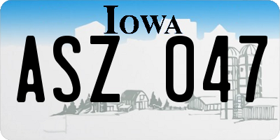 IA license plate ASZ047