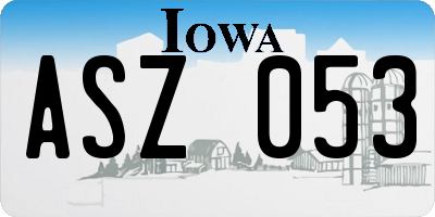 IA license plate ASZ053