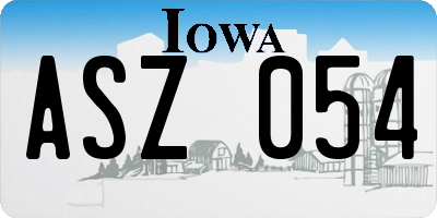 IA license plate ASZ054