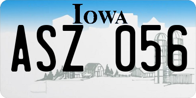 IA license plate ASZ056