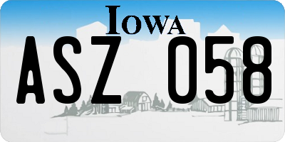 IA license plate ASZ058