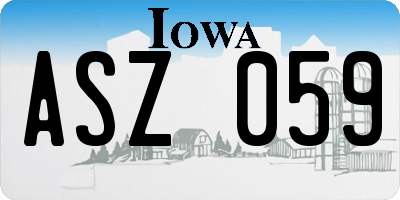 IA license plate ASZ059