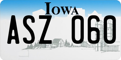 IA license plate ASZ060