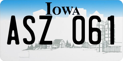IA license plate ASZ061