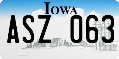 IA license plate ASZ063