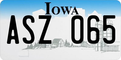 IA license plate ASZ065