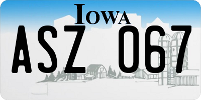 IA license plate ASZ067