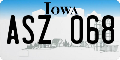 IA license plate ASZ068