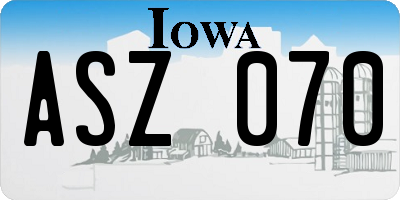 IA license plate ASZ070