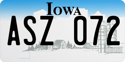 IA license plate ASZ072