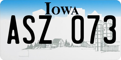 IA license plate ASZ073