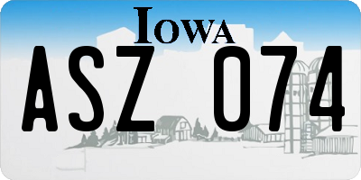 IA license plate ASZ074