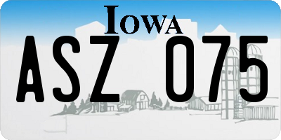IA license plate ASZ075