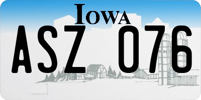 IA license plate ASZ076