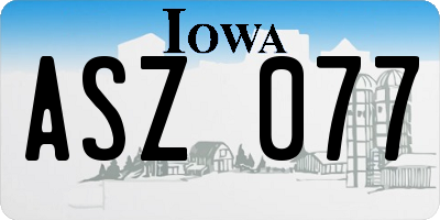 IA license plate ASZ077
