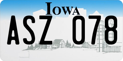 IA license plate ASZ078