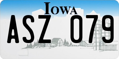 IA license plate ASZ079