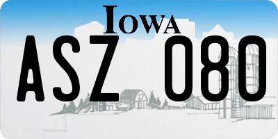 IA license plate ASZ080