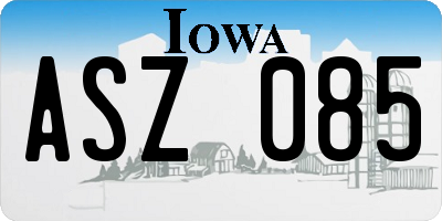 IA license plate ASZ085