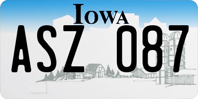 IA license plate ASZ087