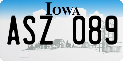 IA license plate ASZ089