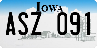 IA license plate ASZ091