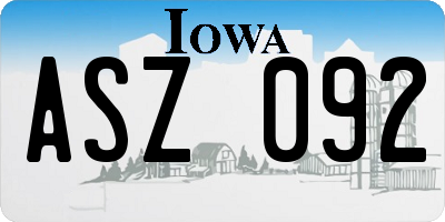 IA license plate ASZ092