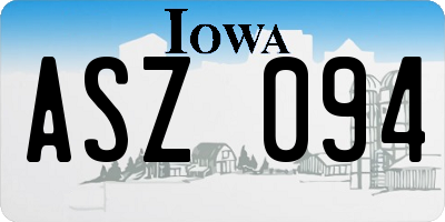IA license plate ASZ094