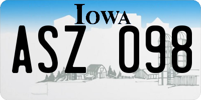IA license plate ASZ098