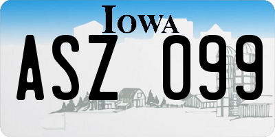 IA license plate ASZ099