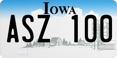 IA license plate ASZ100