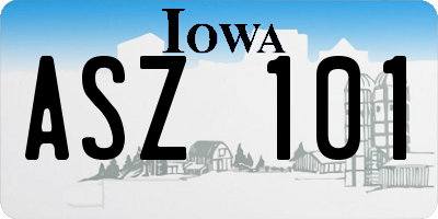 IA license plate ASZ101