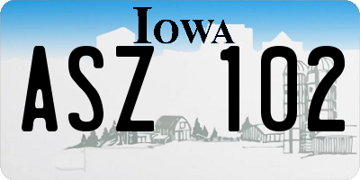IA license plate ASZ102