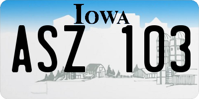 IA license plate ASZ103
