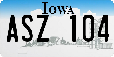 IA license plate ASZ104