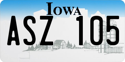 IA license plate ASZ105