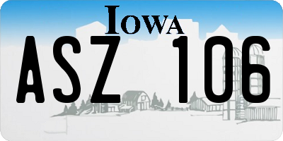 IA license plate ASZ106