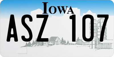 IA license plate ASZ107