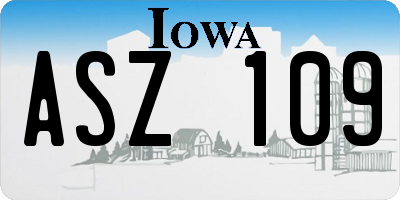 IA license plate ASZ109